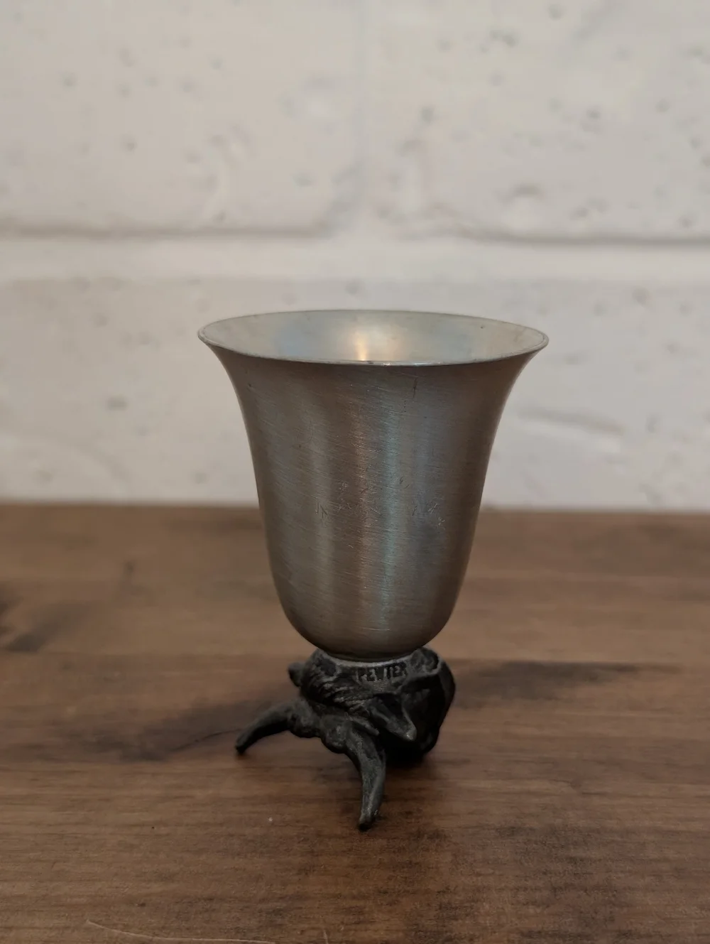 1970's Towle Pewter Bull Cow Longhorn Shot Glass Cup 2 3/4 Inches Tall‎